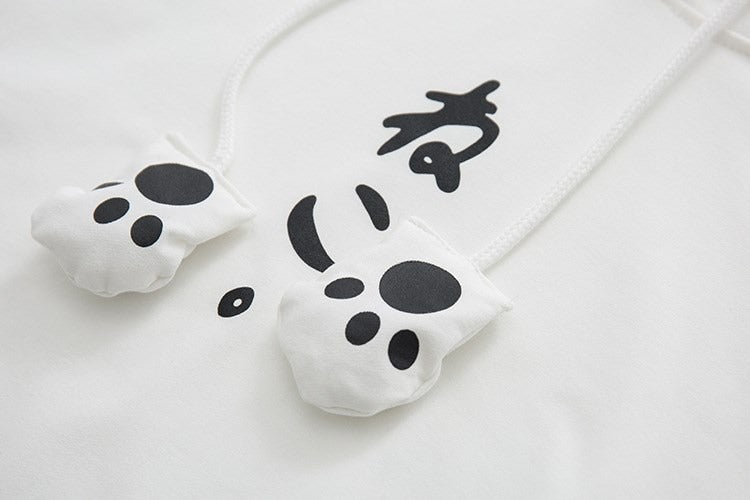 Harajuku Cat Ear Paw Drawstring Letter Hooded T-Shirt