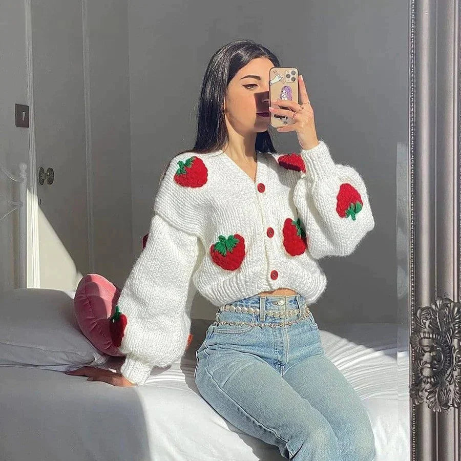 Kawaii Fashion Strawberry Cardigan Sweater