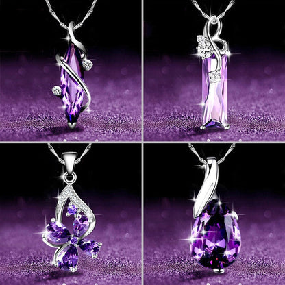 Amethyst Marquise Crystal Pendant Necklace