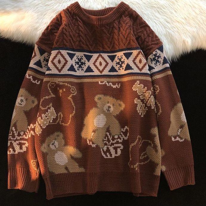 Retro Cute Cartoon Bear Sweater - Sweater - Kawaii Bonjour
