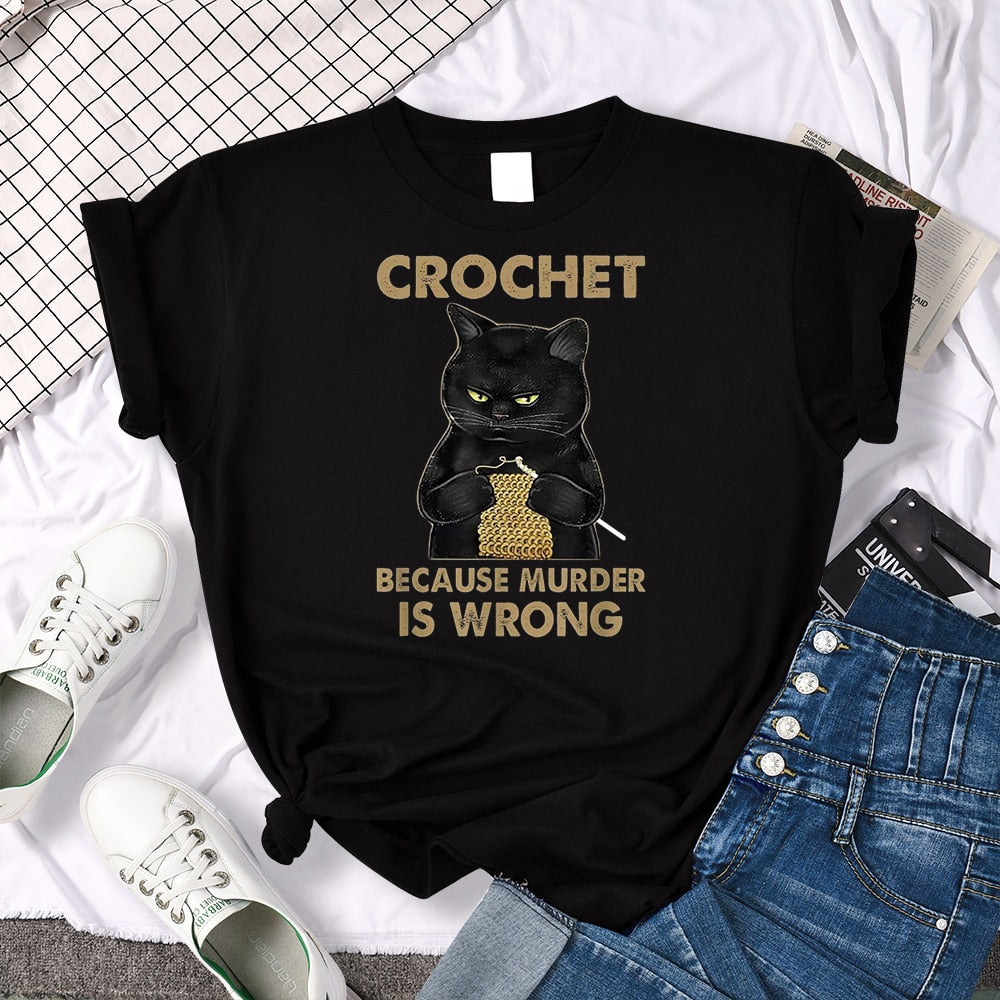 Funny Crochet Cat T-Shirt