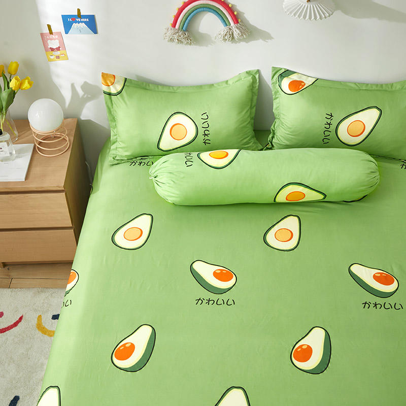 Kawaii Japanese Avocado Fitted Bedsheet