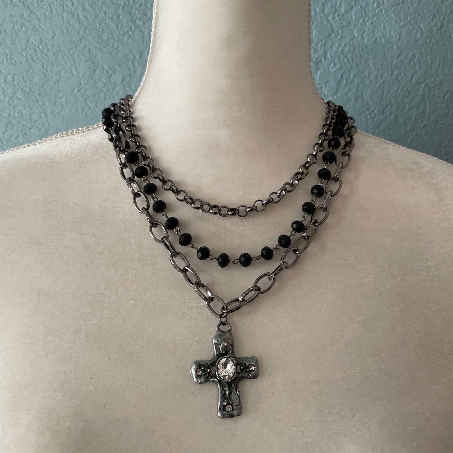 Crystal Chain Cross Pendant Necklaces
