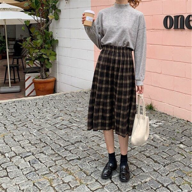 Harajuku Vintage Wool High Waist Skirt