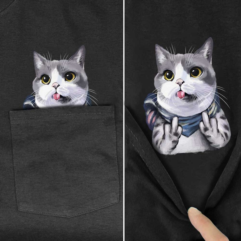 Surprise Pocket Cat T-Shirt 3
