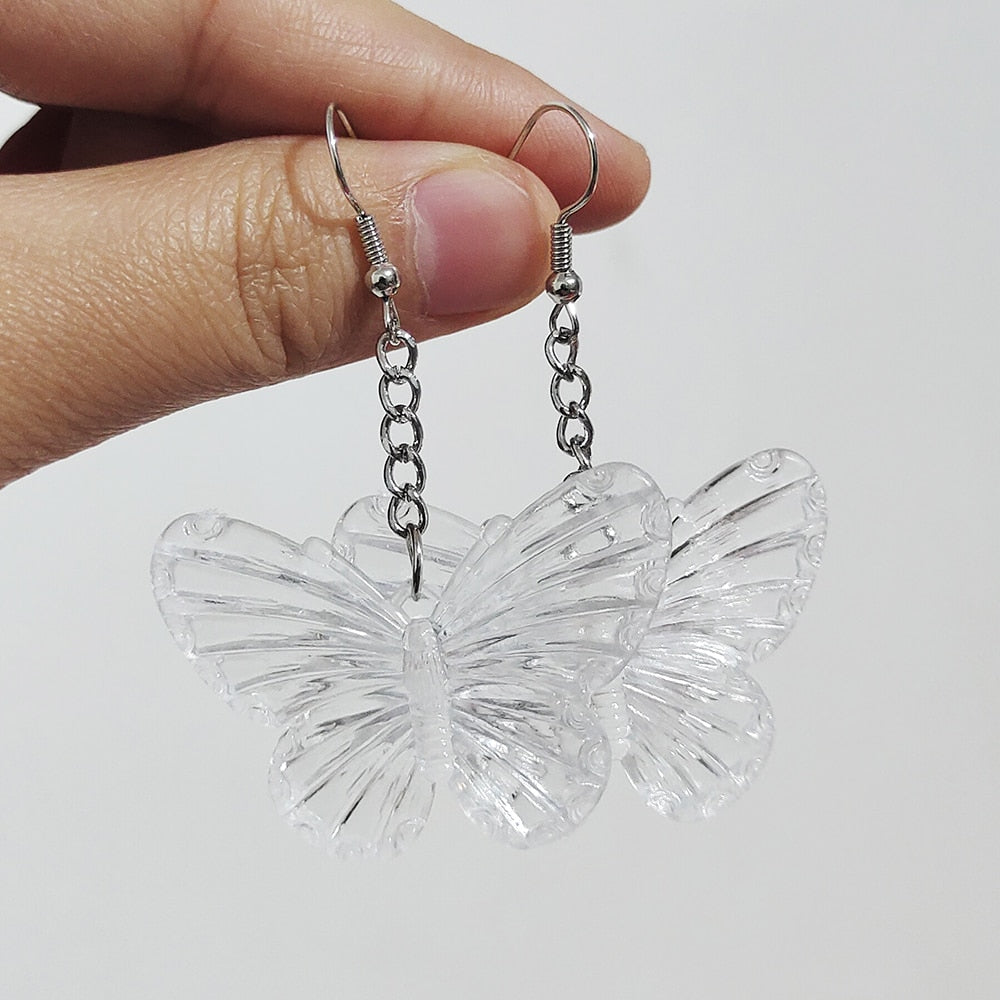Harajuku Goth Transparent Butterfly Earrings