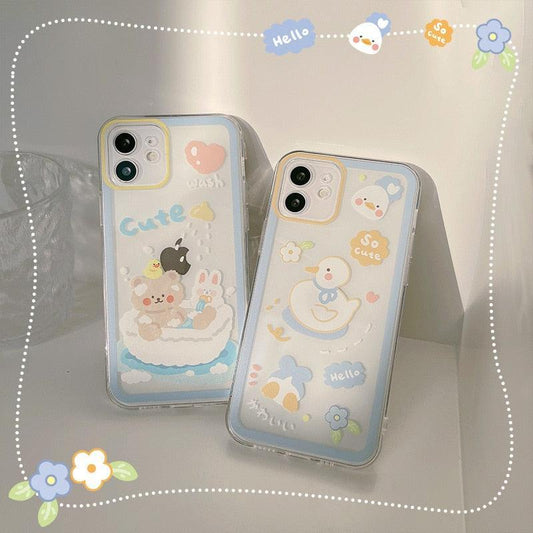 Kawaii Cute Cartoon Bear Bunny Duck iPhone Case - iPhone Case - Kawaii Bonjour