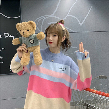 Kawaii Candy Bear Knit Pullover Sweater