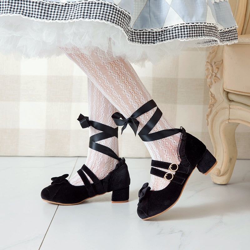 Lolita Ribbons Rings Mary Jane Shoes