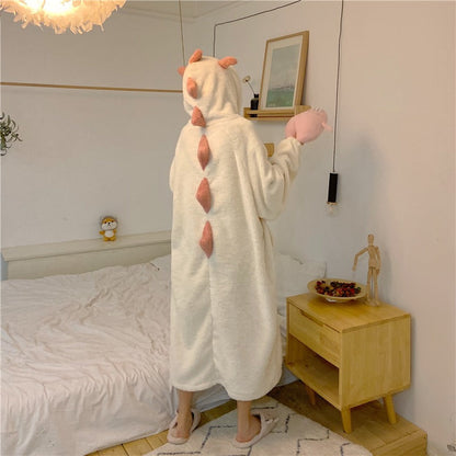 Kawaii Cartoon Dinosaur Hooded Pajamas Dress