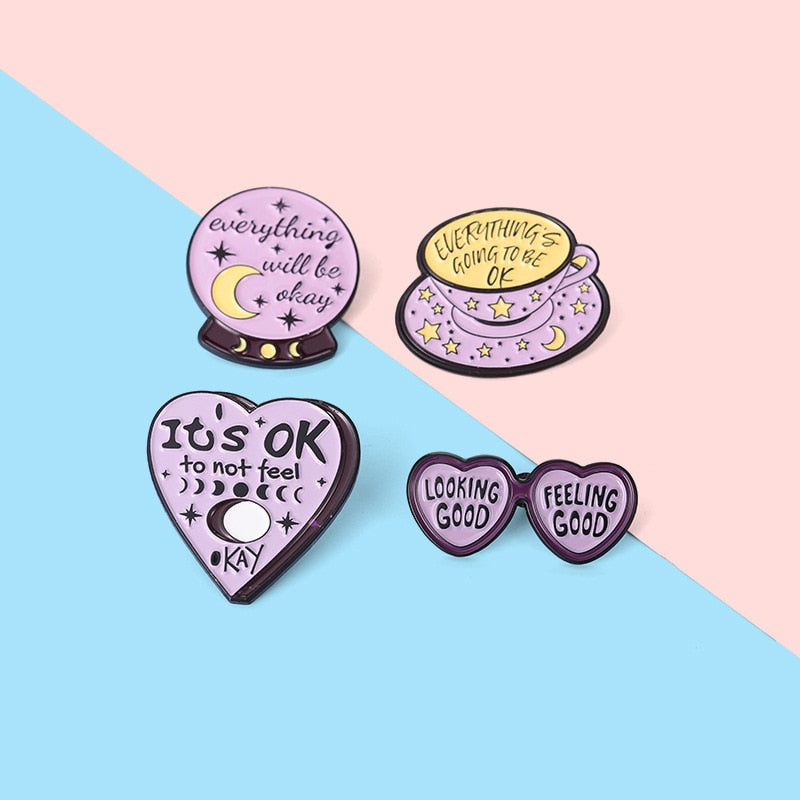 Full of Love Life Quote Enamel Pins