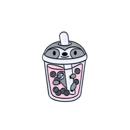 Kawaii Bubble Tea Animals Enamel Pins