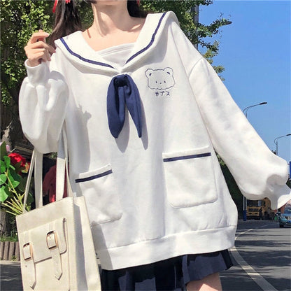 Kawaii Japanese Bestie Student Bear Sweatshirt - New, Sweater - Kawaii Bonjour