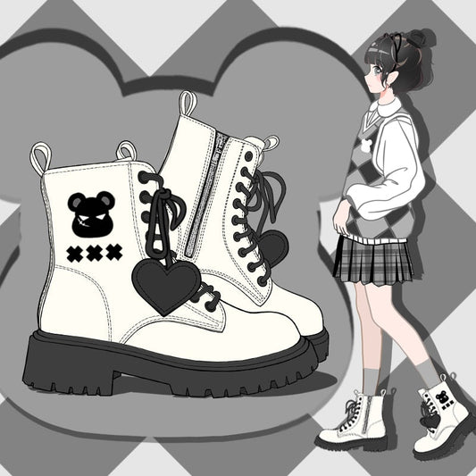 Kawaii Bear Black Heart Boots - Boots - Kawaii Bonjour