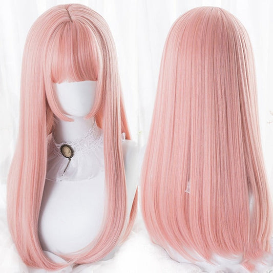Kawaii Lolita Cosplay Pink Long Straight Wig