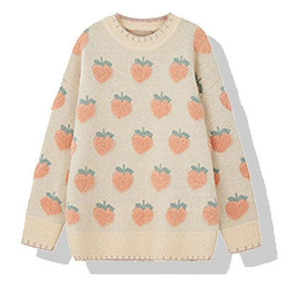 Kawaii Peach & Strawberry Sweater - New, Sweater - Kawaii Bonjour