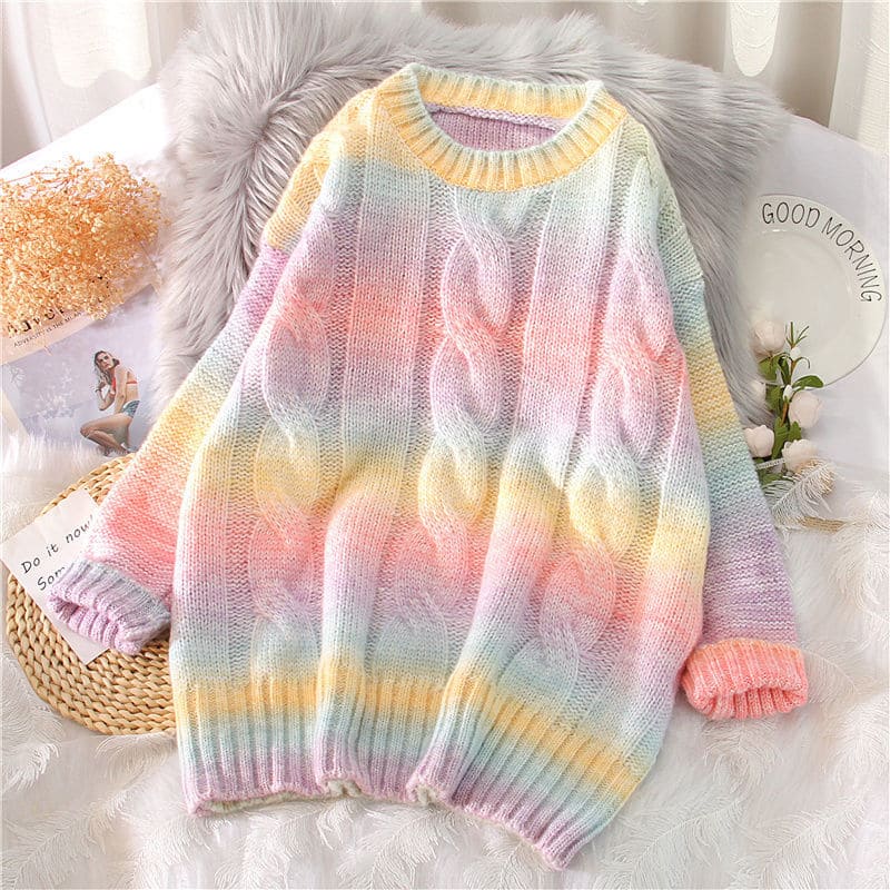 Kawaii Candy Rainbow Sweater