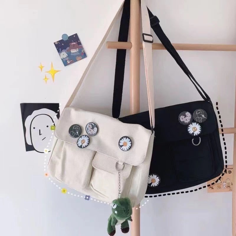Kawaii Korean Style Canvas Bag - Crossbody Bag, Shoulder Bag - Kawaii Bonjour