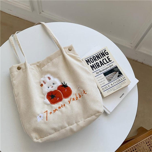 Kawaii Embroidery Bunny Tote Bag - Shoulder Bag, Tote Bag - Kawaii Bonjour