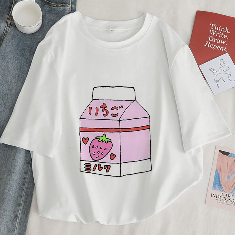 Kawaii Strawberries Box Juice T-Shirt - New, T-Shirt - Kawaii Bonjour