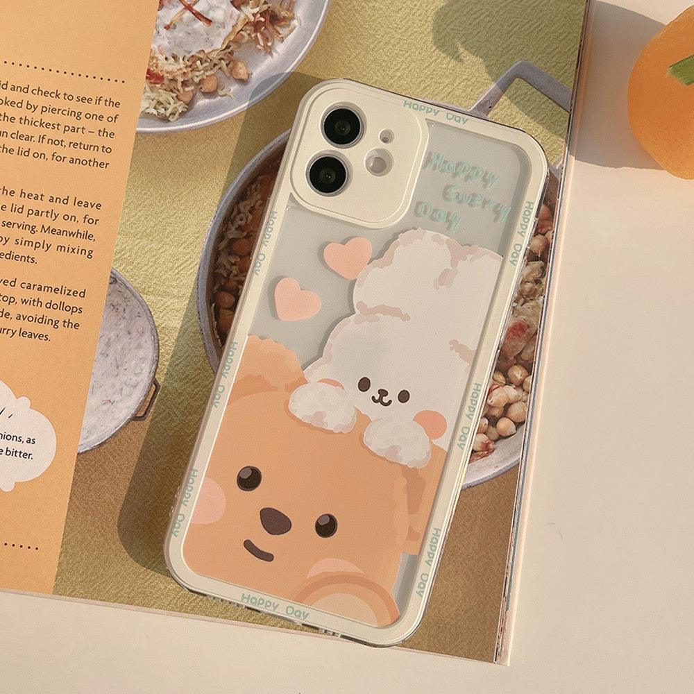 Kawaii 3D Happy Rabbit & Bear iPhone Case - iPhone Case - Kawaii Bonjour