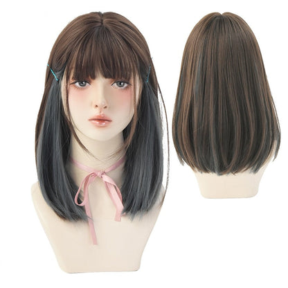 Gradient Top Double Colors Long Straight Hair Wig