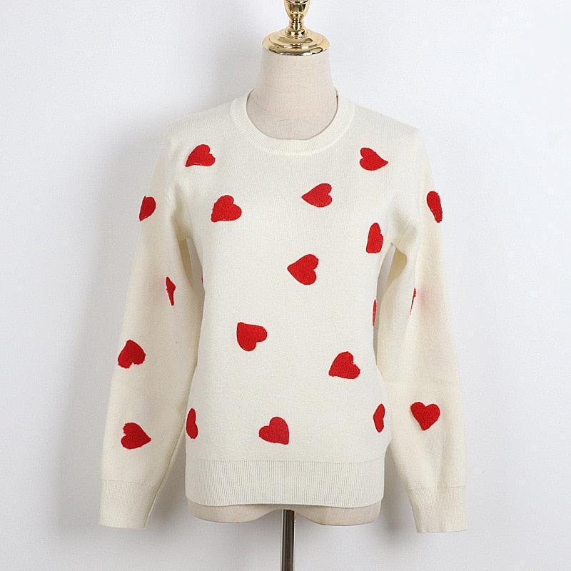 Kawaii Embroidery Heart Sweater - Sweater - Kawaii Bonjour