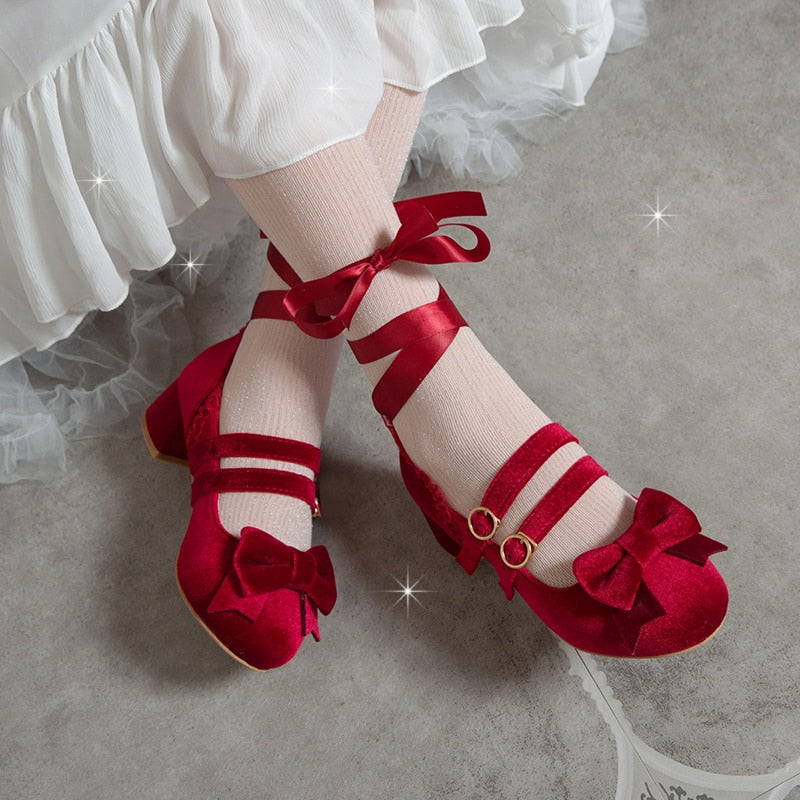 Lolita Ribbons Rings Mary Jane Shoes - Mary Janes - Kawaii Bonjour