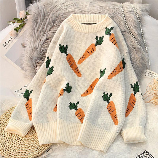 Kawaii Pullover Knitted Carrot Sweater - Sweater - Kawaii Bonjour