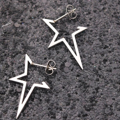Trendy Goth Punk Star Stud Earrings