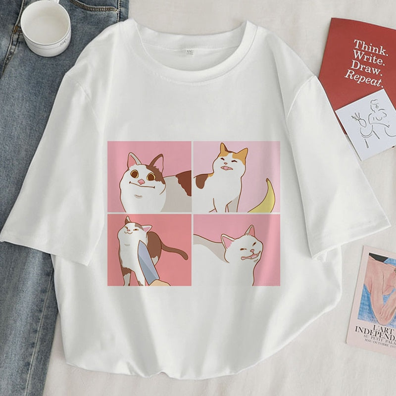 Kawaii Meme Cat T-Shirt