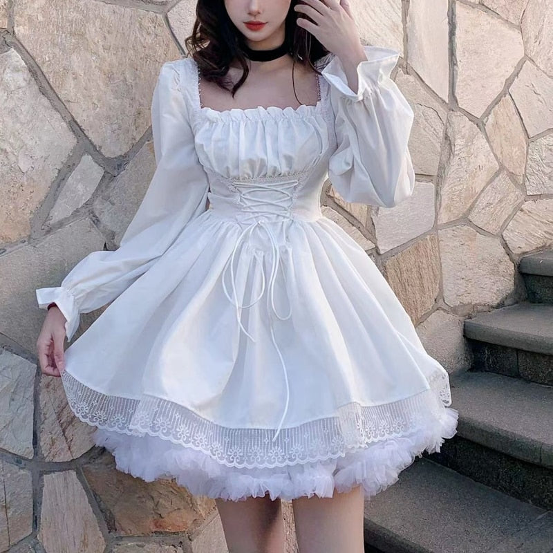 Y2k Vintage Gothic Lace Dress