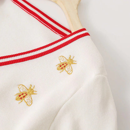 Kawaii Bee Embroidery Cardigan Sweater