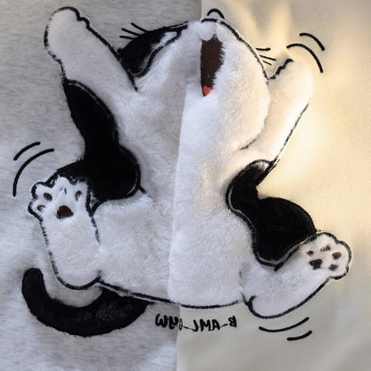 Cartoon Embroidery Crying Kitty Cat Sweatshirt Hoodie
