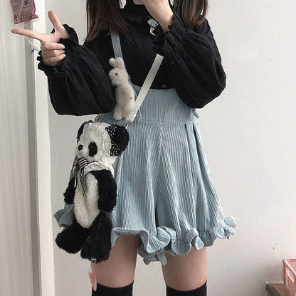Kawaii Lolita Ruffle Overalls Suspenders Shorts
