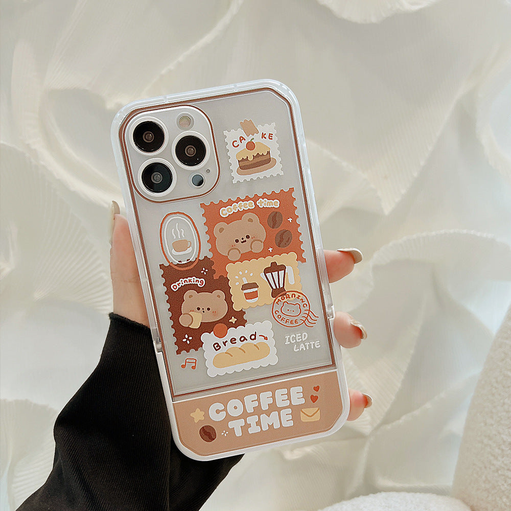 Kawaii Cartoon Breakfast Coffee Bear iPhone Case