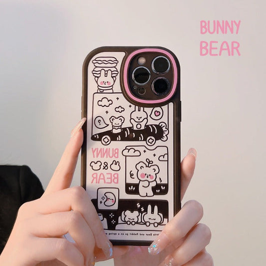 Kawaii Bunny Bear Friends Spring Outing iPhone Case