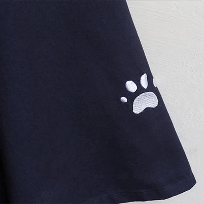 Cartoon Cat Paws Embroidery Zipper Hooded Cloak Coat