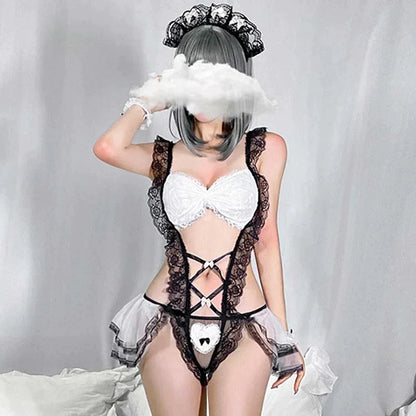 Cosplay Maid Lace Ruffle Lingerie Dress