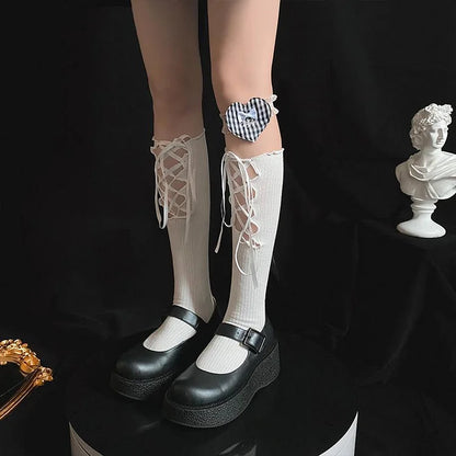 Lolita Cross Lace Strap Socks