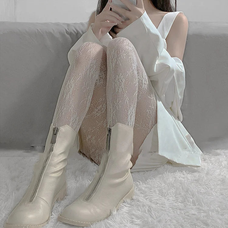 Hollow Out Rose Mesh Stockings