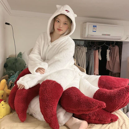Kawaii Nine-Tailed Fox Hooded Pajamas Set