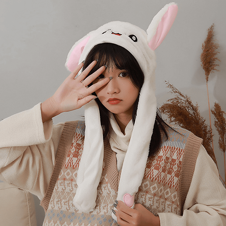 Kawaii Cute Bunny Plush Hat With Moving Ears