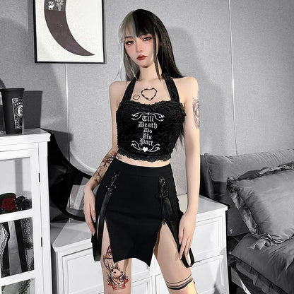 Punk Gothic Double Zipper Split Skirt