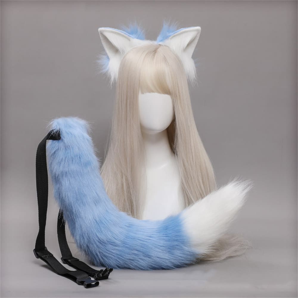 Plush Fox Ears Tail Cosplay Headband Accessory Two Piece Set