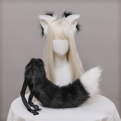 Plush Fox Ears Tail Cosplay Headband Accessory Two Piece Set