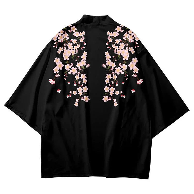 Vintage Floral Colorblock Print Loose Cardigan Kimono Outerwear