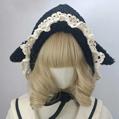 Lolita Cute Sheep Ears Lace Hat Warmer