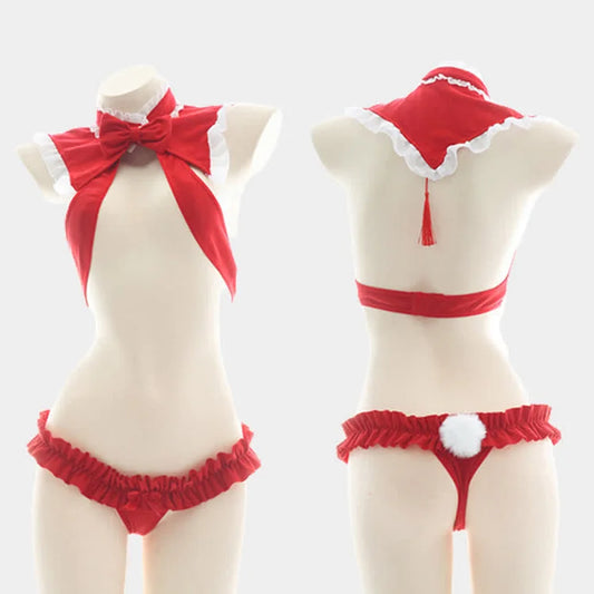 Bowknot Bunny Tail Lingerie Bikini Set