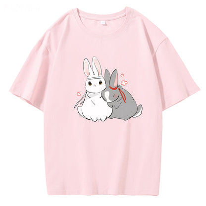 Kawaii Harajuku Rabbit Couple Print T-Shirt